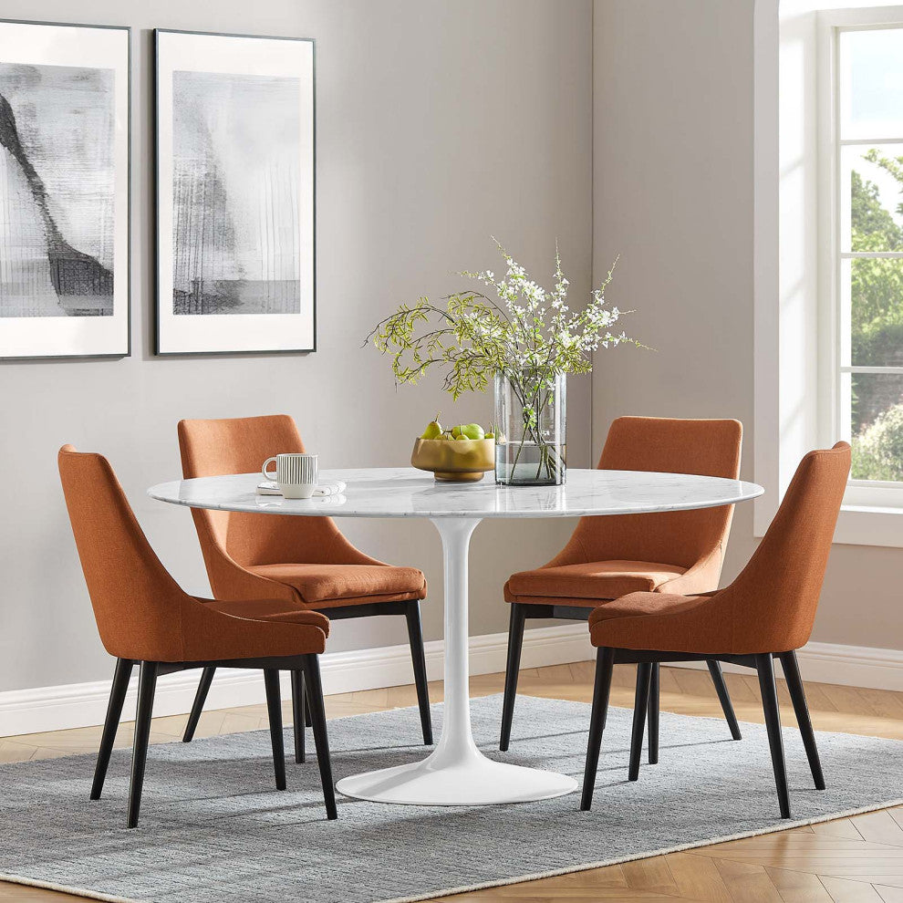 Lippa 60 Artificial Marble Dining Table, White