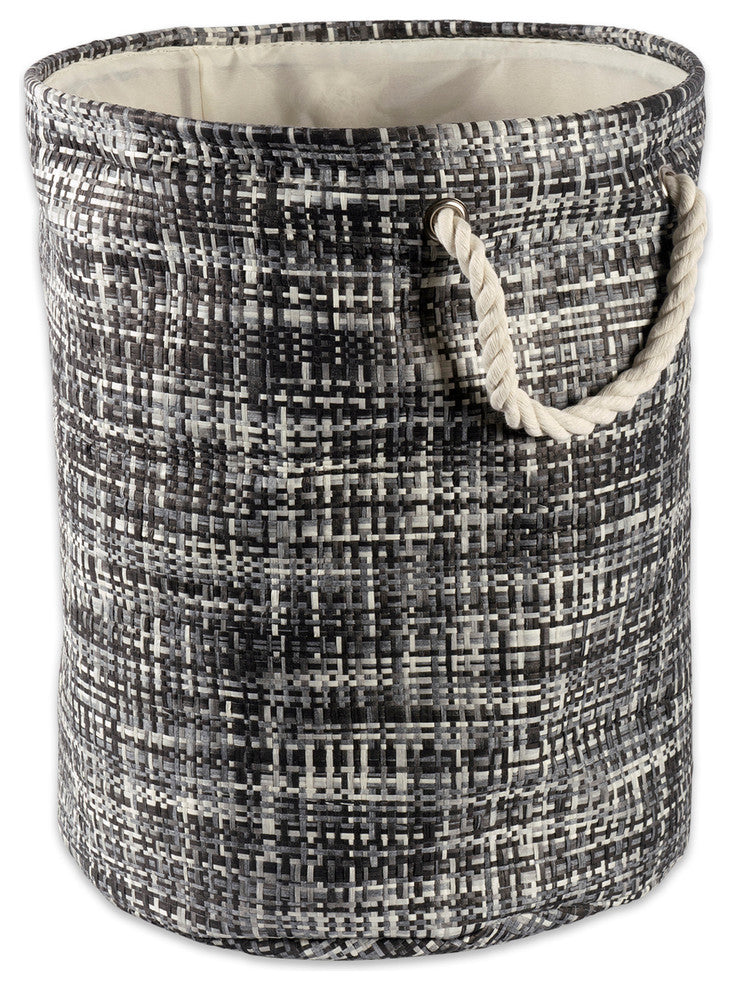 DII Paper Bin Tweed Black Round Small 12x14"x14"