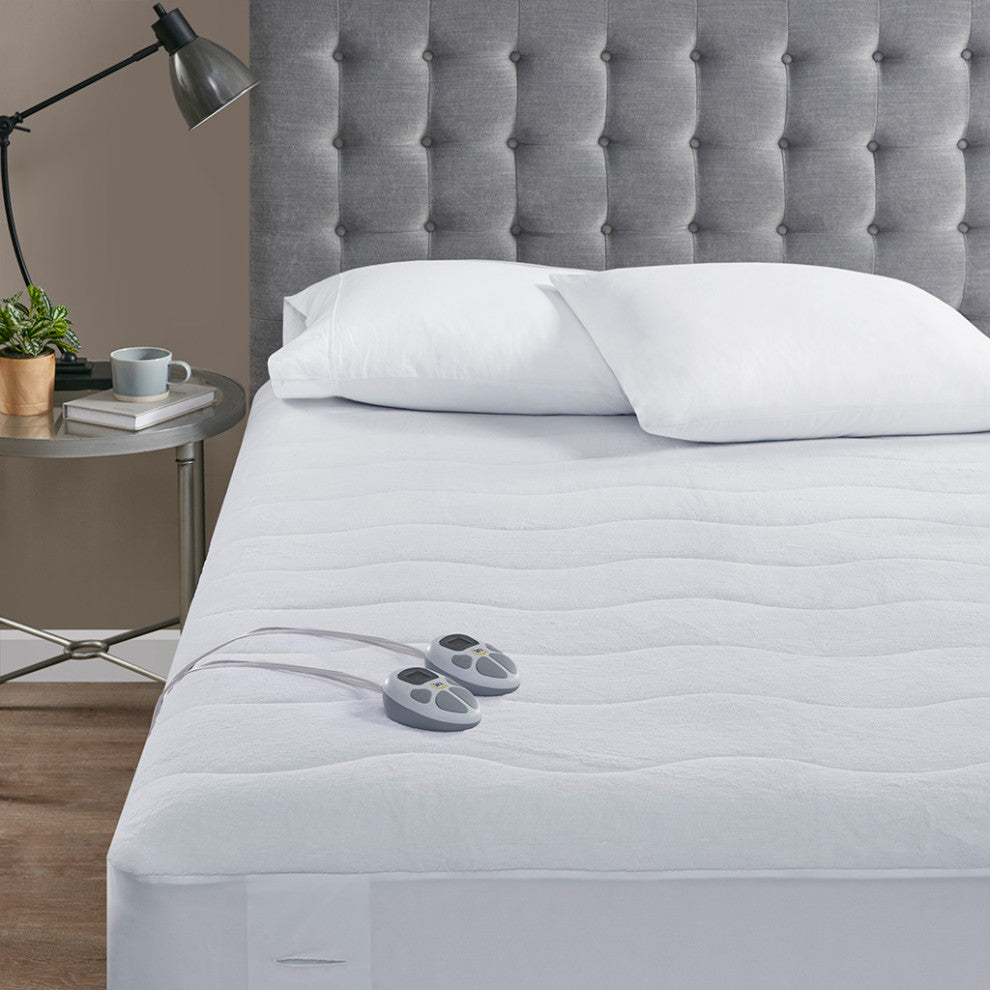 Serta Plush Heated Mattress Pad, White