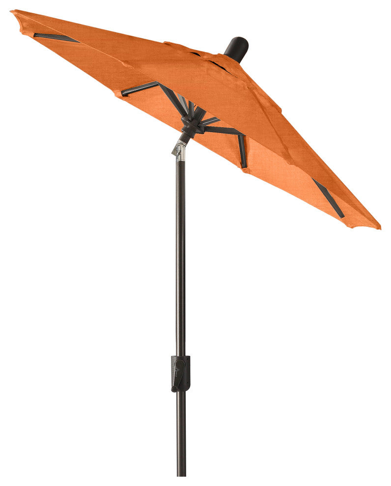 6' Round Auto Tilt Market Umbrella, Antique Bronze Frame, Tuscan