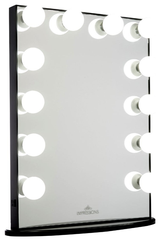 Hollywood Glow XL Vanity Mirror, Pro Black, Frosted Led Globe Bulbs