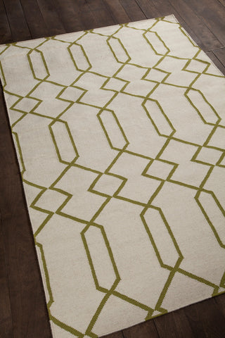 Lima Contemporary Area Rug, White and Green, 5'x7'