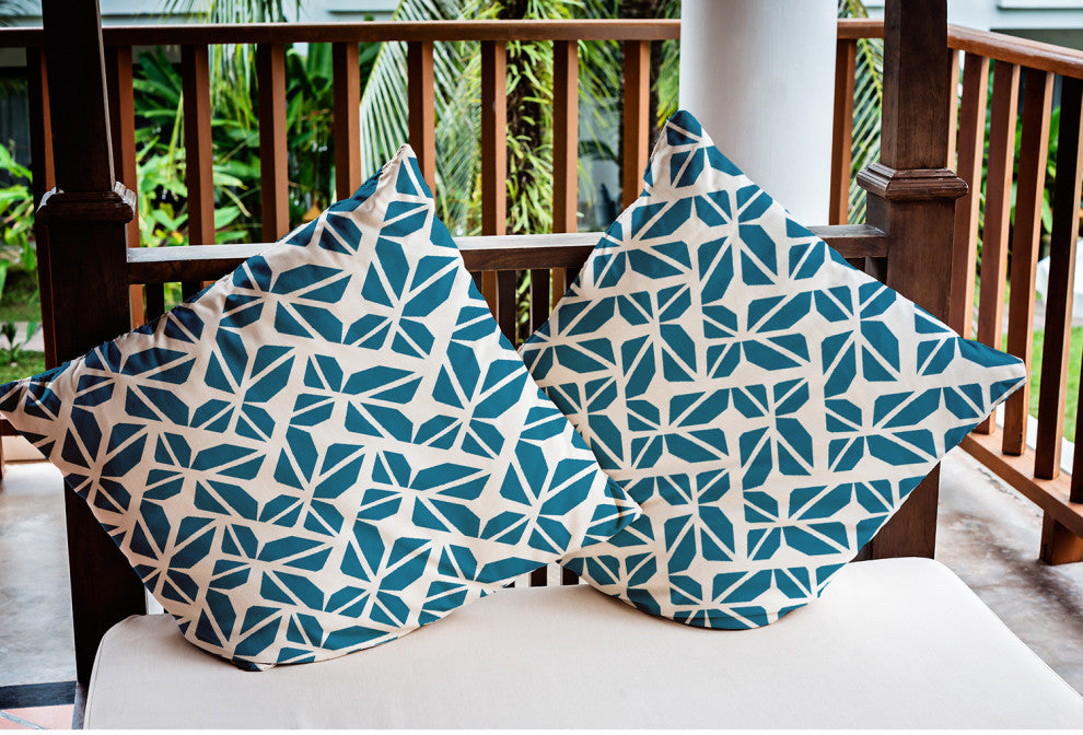 Kaleidoscope Graffiti Indoor/Outdoor Throw Pillow, Unreal Teal, 18"x18"