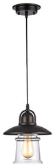 IRONCLAD, Industrial-style 1 Light Rubbed Bronze Ceiling Mini Pendant, 9" Shade