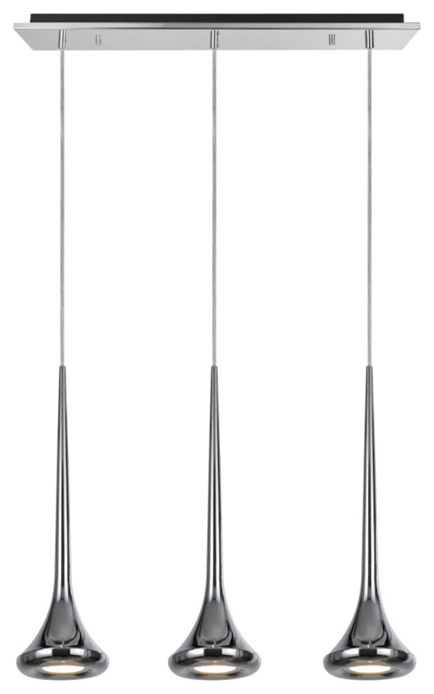 61035 Adjustable LED 3-Light Hanging Pendant Ceiling Light, Chrome