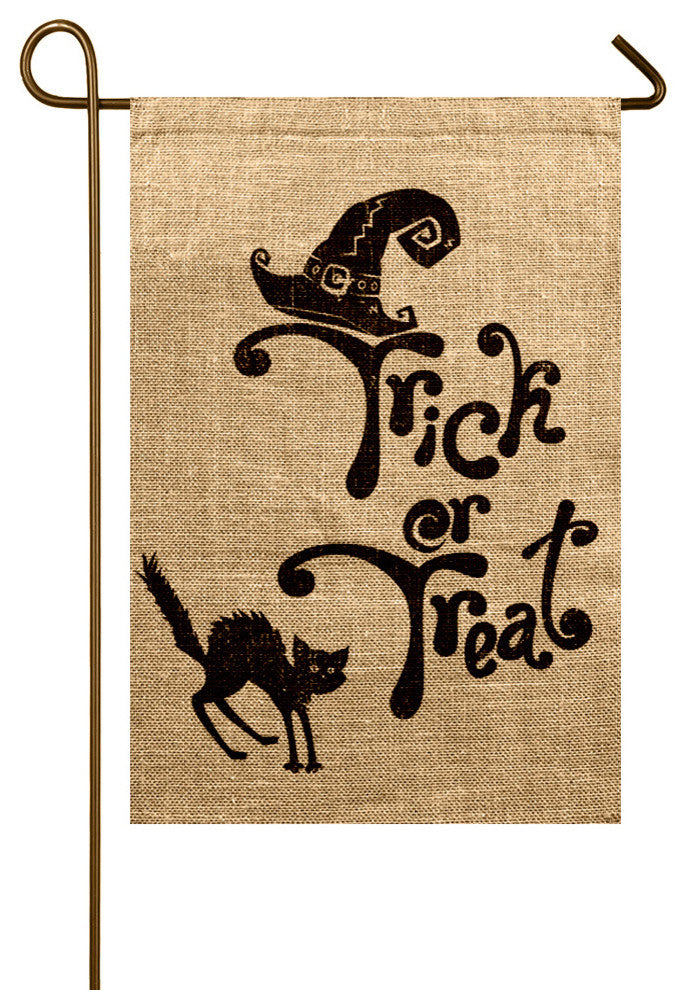 Trick or Treat Burlap Garden Flag