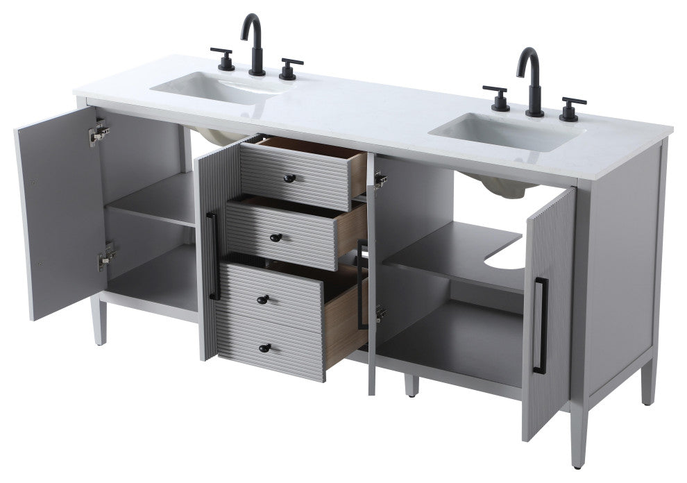 Home Living 72" Double Bathroom Vanity, Grey