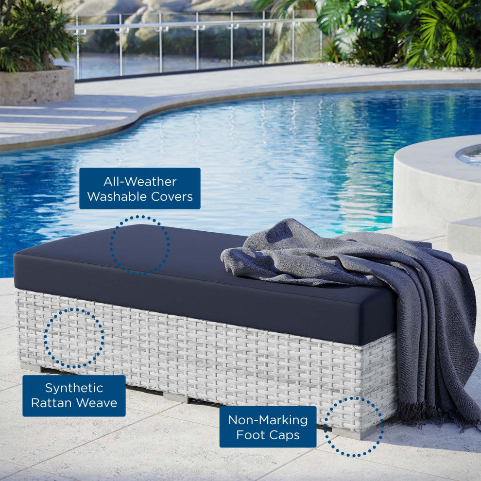 Convene Outdoor Patio Rectangular Ottoman Light Gray Navy
