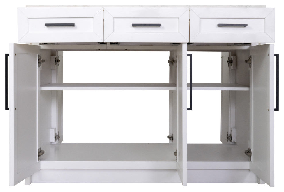 Palisade 48" Kitchen Island, White, Engineered Marble