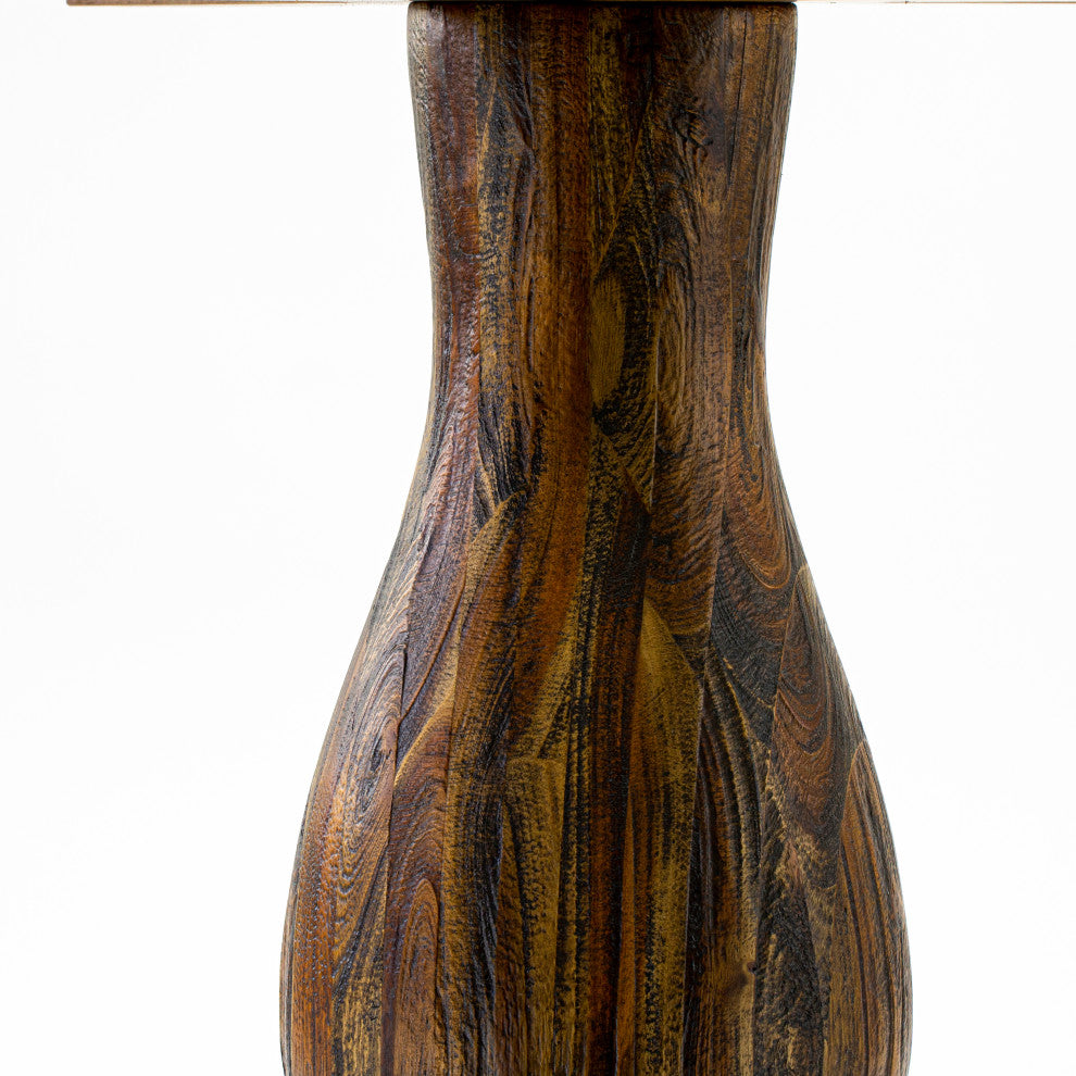 Round Dining Table, Rustic Rubberwood Table, Distressed Jacobean Finish, 48"
