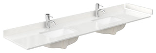 Elan 84" Double Vanity, White, White Quartz Top, 1-Hole, Black Trim