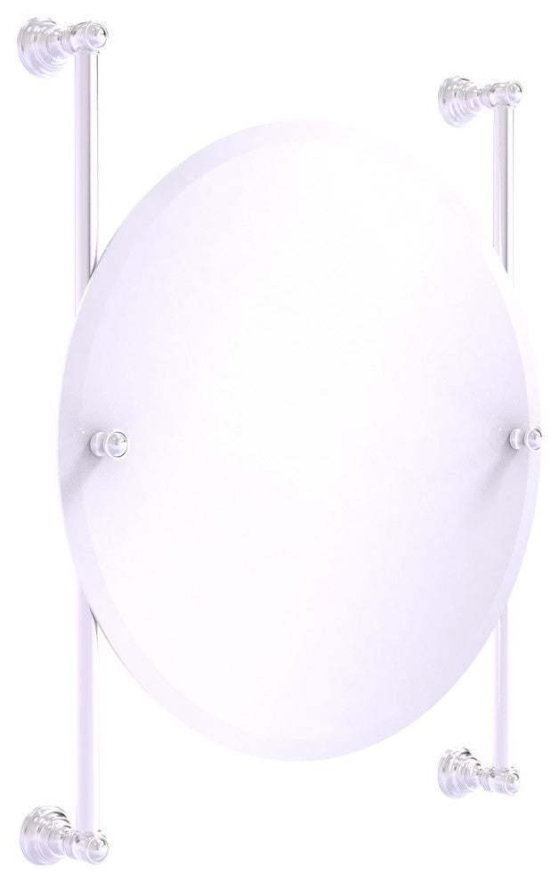 Carolina Round Frameless Rail Mounted Mirror, Satin Chrome