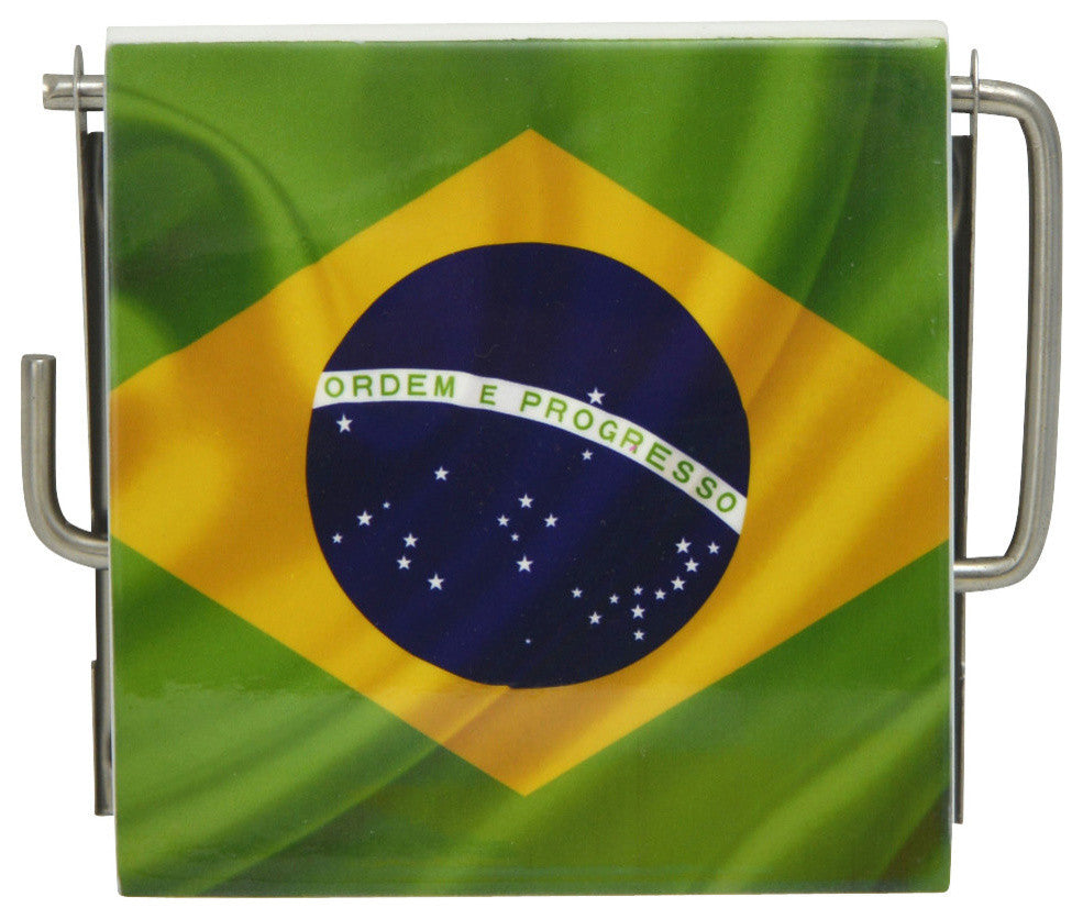 Brazil Wall Mounted Printed Toilet Paper Holder Tissue One Roll Dispenser