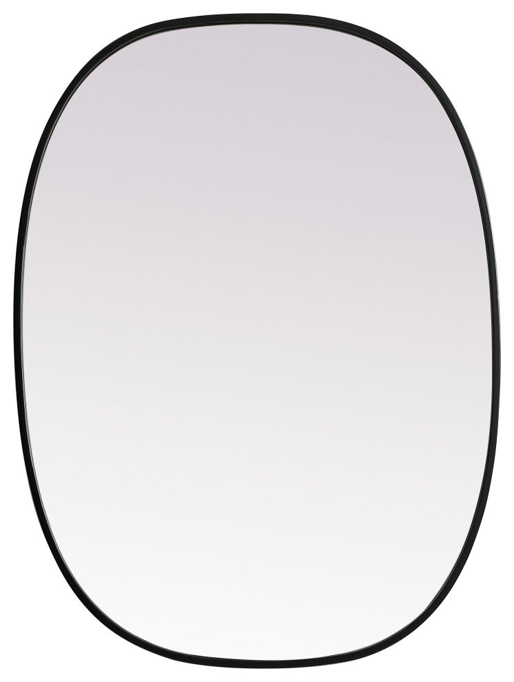 Metal Frame Oval Mirror 27X36 Inch, Black