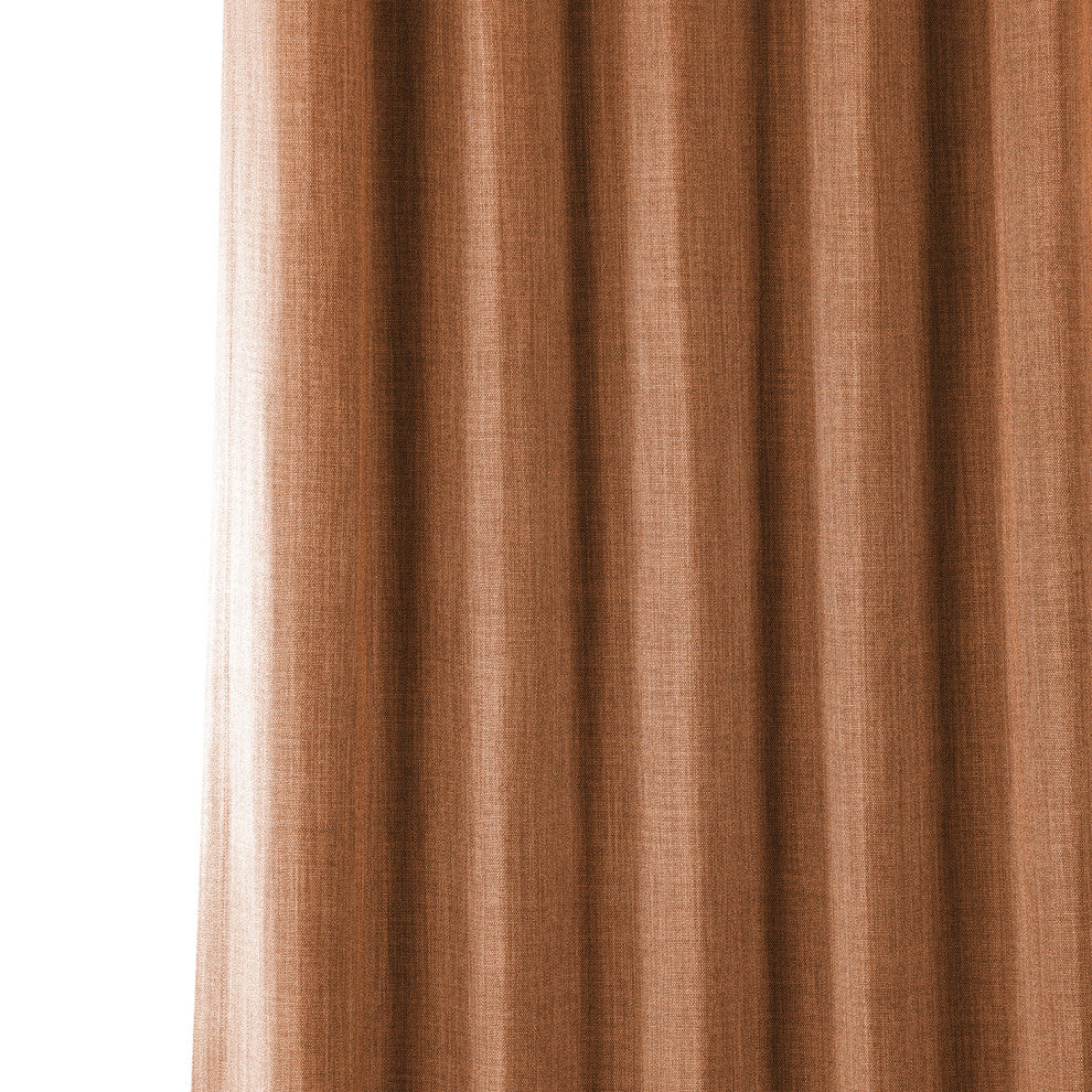 Faux Linen Darkening Curtain Single Panel, Desert Orange, 50"x108"