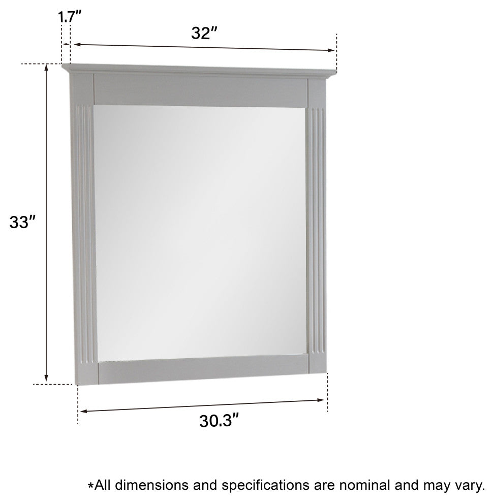 Solid Wood Bathroom Vanity Mirror for Wall Mounted, Titainum Grey, 32x33