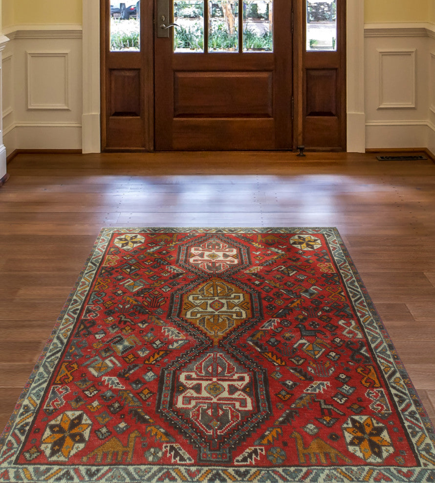 Fine Vintage Distressed Ellis Red Rug
