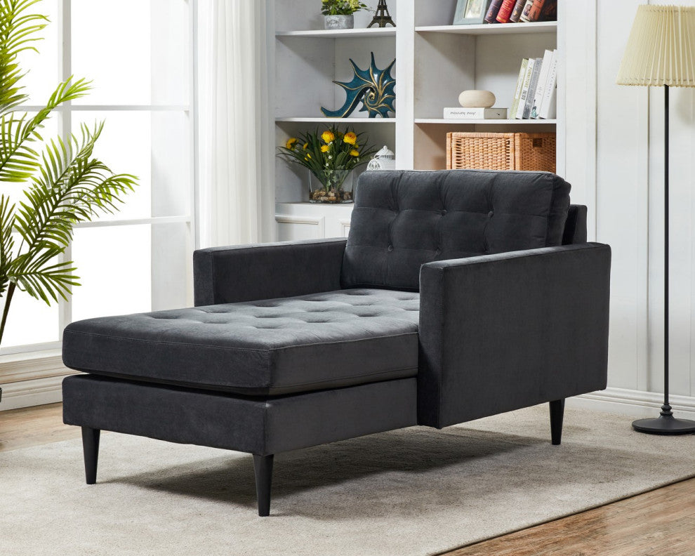 Safavieh Couture Curtis Tufted Chaise, Dark Grey, Dark Grey