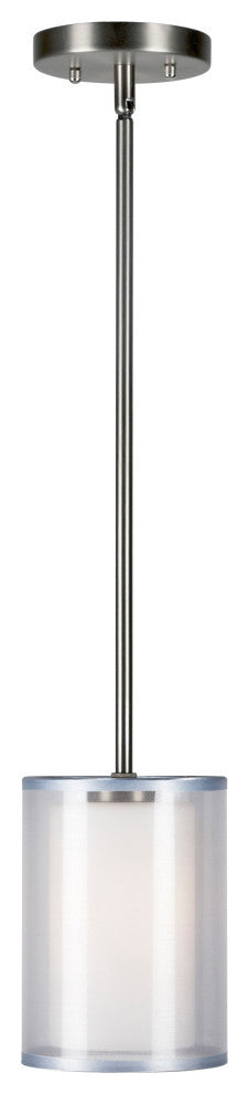 1-Light Organza Shade Pendant, Brushed Nickel