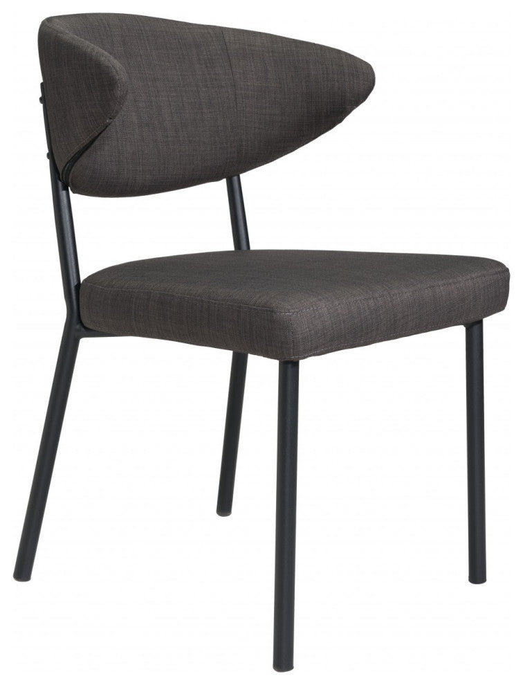 Set of Two Dark Gray Curved Dining Chairs