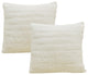 Rabbit Faux Fur Throw Blanket With 2 Pillows, Antique White