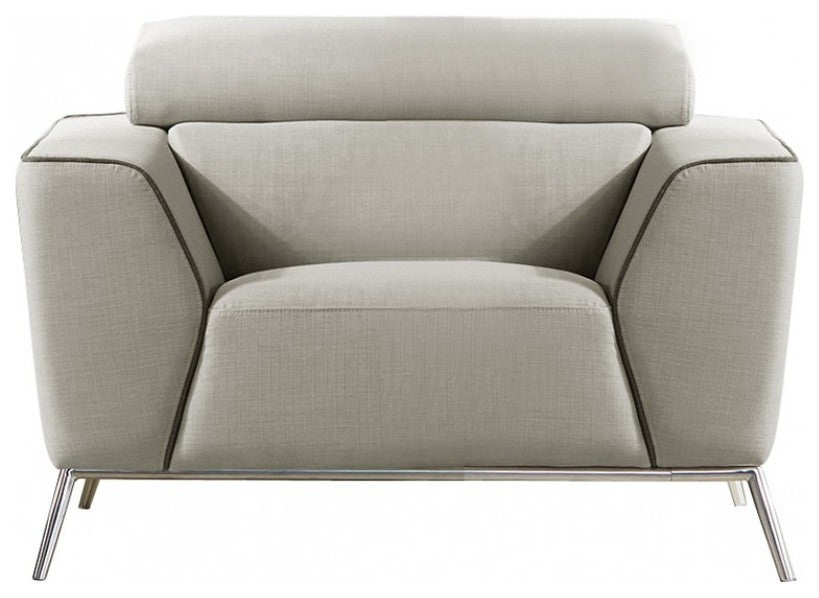 Divani Casa Velva Beige With Brown Piping Armchair