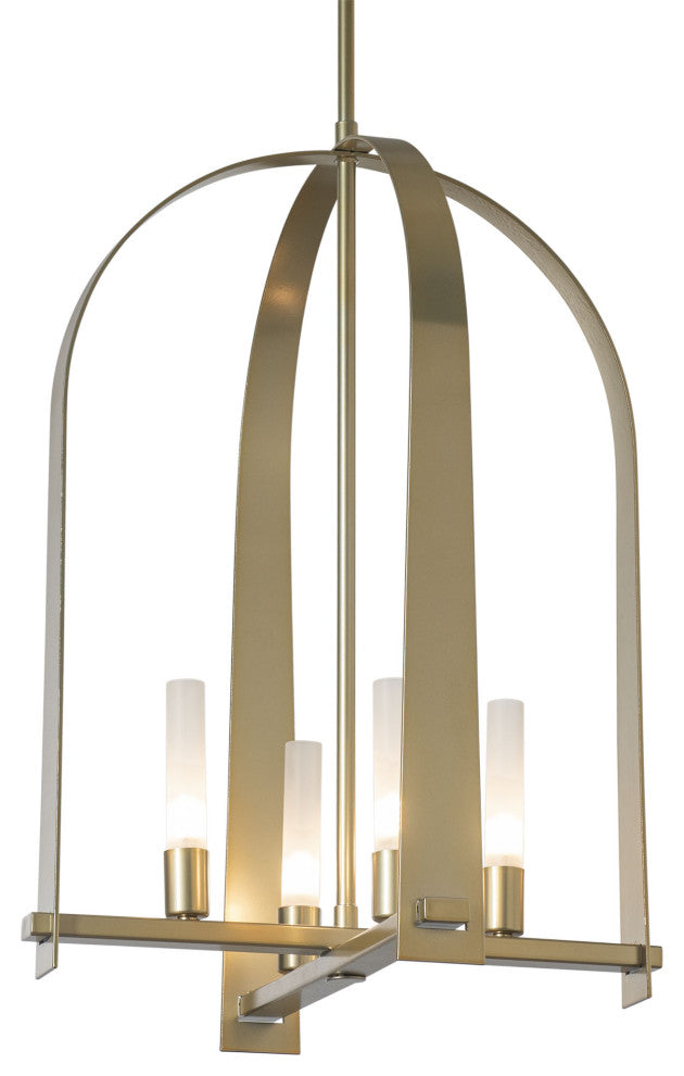 Triomphe 4-Light Pendant Frosted Glass, Modern Brass