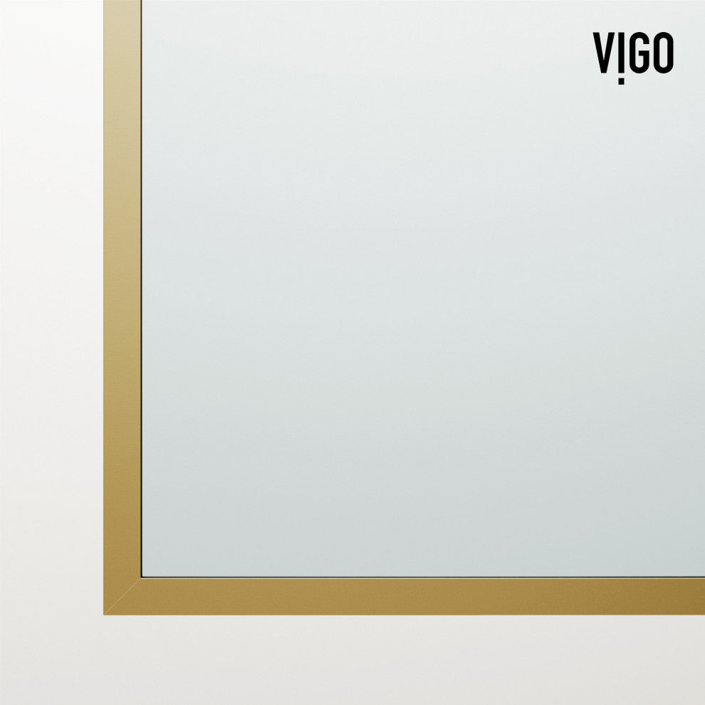 VIGO Arden 34" W x 78" H Framed Fixed Shower Screen, Matte Brushed Gold, Clear Glass