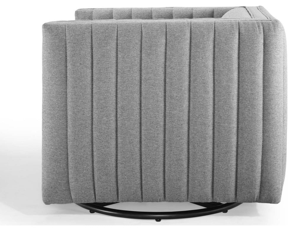 Tufted Armchair Accent Chair, Fabric, Gray, Modern, Lounge Hospitality