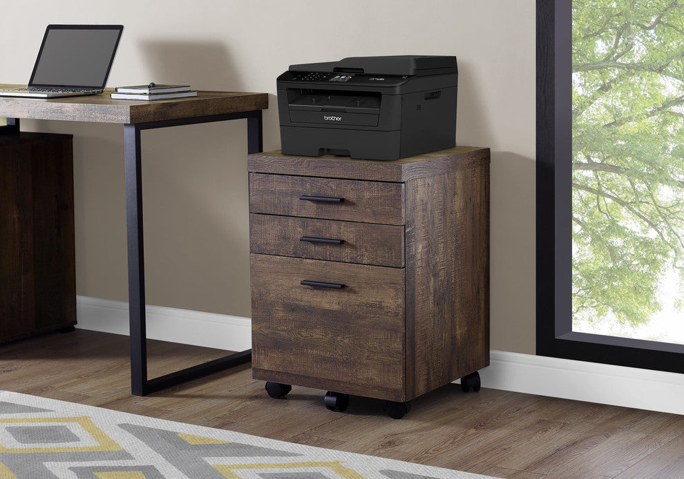 File Cabinet, Rolling Mobile, Storage Drawers, Printer Stand, Brown