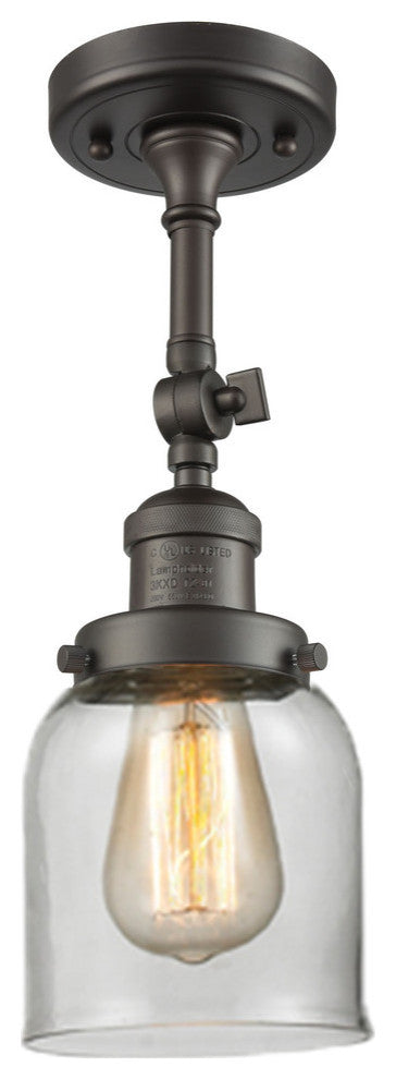 Small Bell 5" Semi-Flush Mount, Oil Rubbed Bronze, Glass: Clear