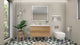 Belli 42" Wall Mounted Single Bathroom Vanity Set, England Oak, Glossy White Top