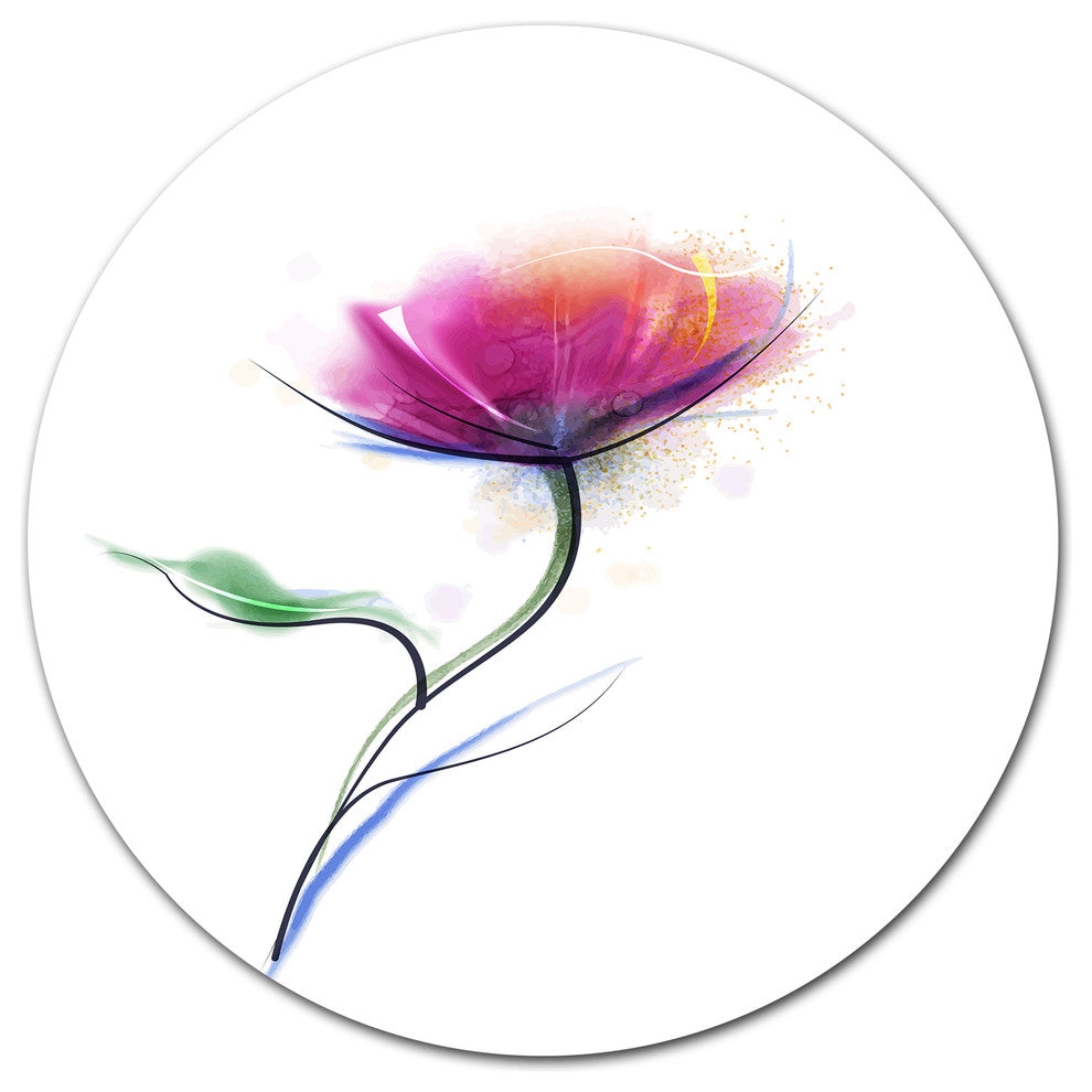 Vector Watercolor Floral Design, Modern Floral Round Wall Art, 23"