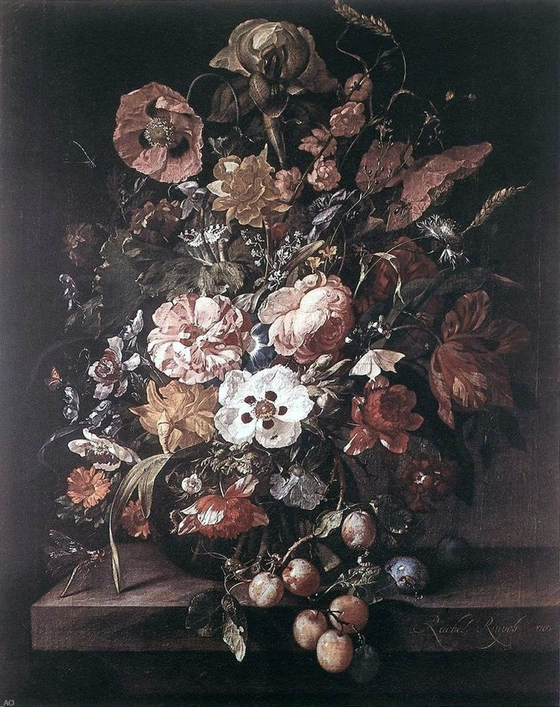 Rachel Ruysch Bouquet in a Glass Vase, Gallery Wrapped Canvas Print, 20"x25"