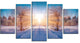 Winter Landscape in City Park, Landscape Canvas Art Print, 60"x32", 5 Panels