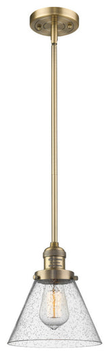 Large Cone LED Pendant, Brushed Brass, Glass: Seedy