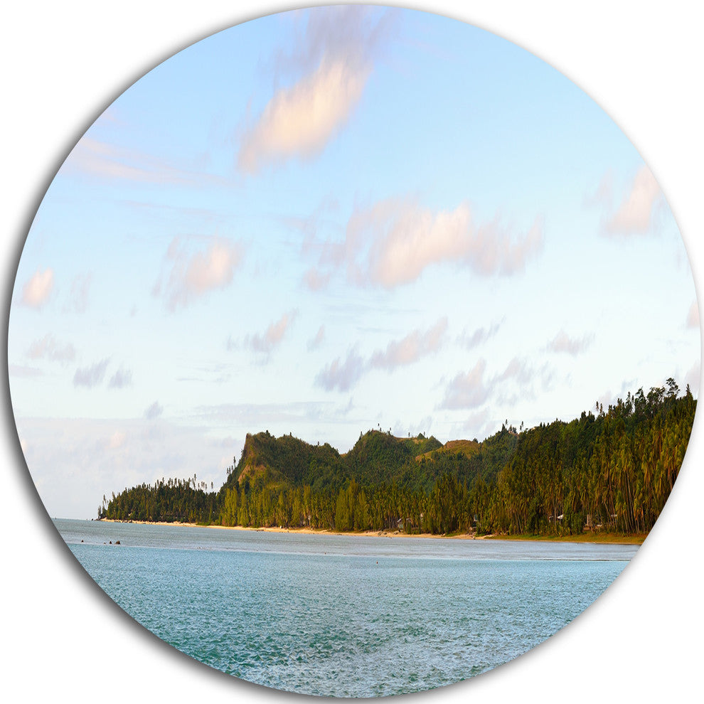 Aitutaki Lagoon Panorama, Modern Seascape Disc Metal Wall Art, 11"