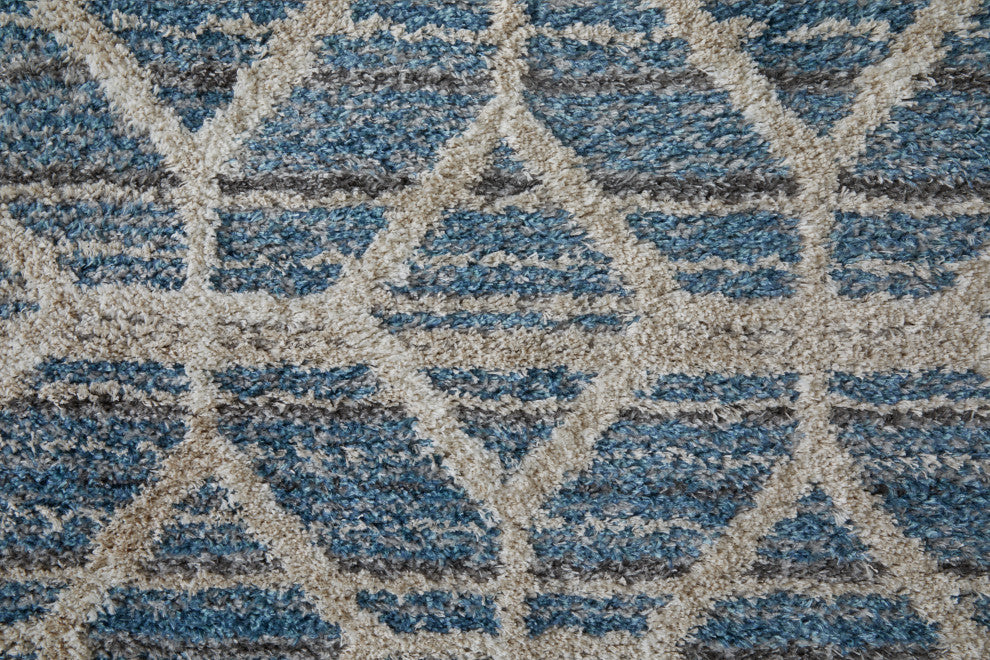 Weave & Wander Caide Contemporary Rug, Blue, 10'x14'