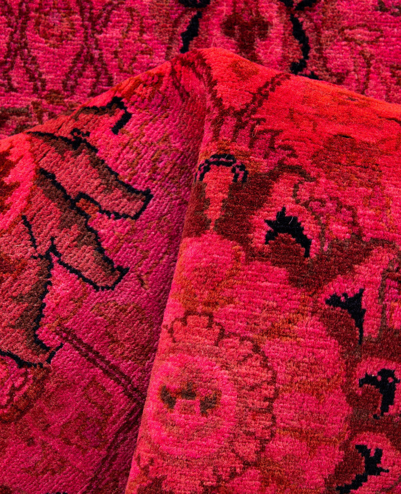 Overdyed One-of-a-Kind Hand-Knotted Area Rug Pink, 6' 1" x 6' 1"