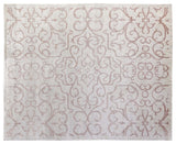 Bamboo Silk Hand-Knotted Light Pink/Ivory Area Rug, 10'x14'