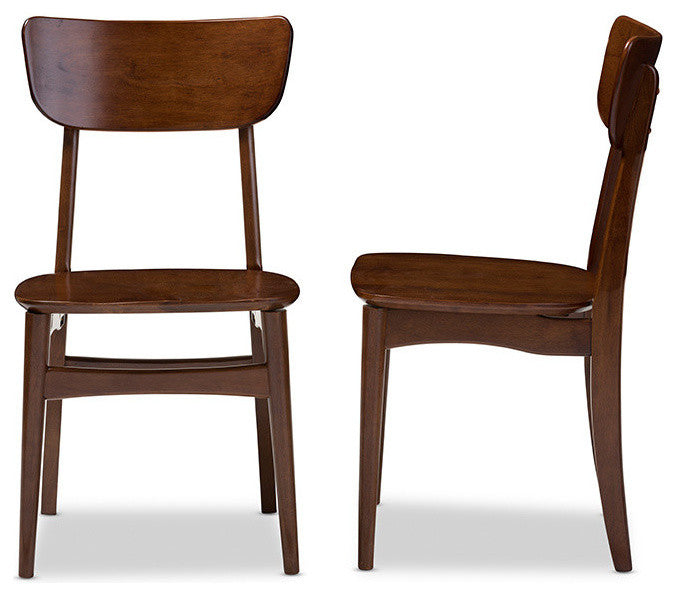 Netherlands Mid-Century Dark Walnut Bent Wood Dining Side Chair, Set of 2