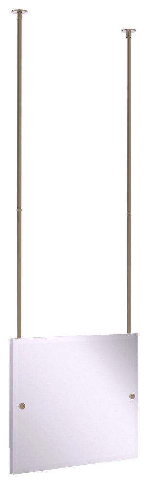 Frameless Landscape Ceiling Hung Mirror with Beveled Edge, Antique Pewter
