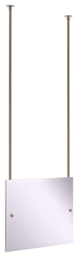 Frameless Landscape Ceiling Hung Mirror with Beveled Edge, Antique Pewter