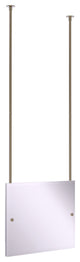 Frameless Landscape Ceiling Hung Mirror with Beveled Edge, Antique Pewter