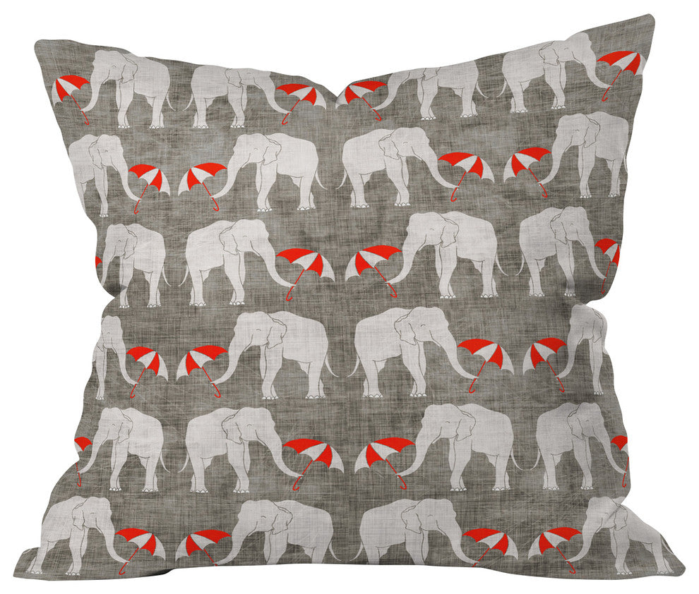 Holli Zollinger Elephant And Umbrella Throw Pillow