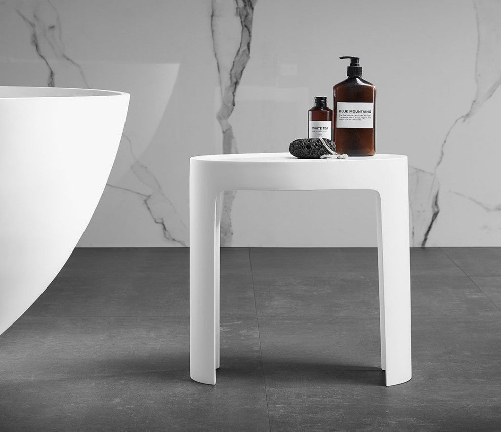 ALFI brand ABST66 White Matte Solid Surface Resin Bathroom/Shower Stool