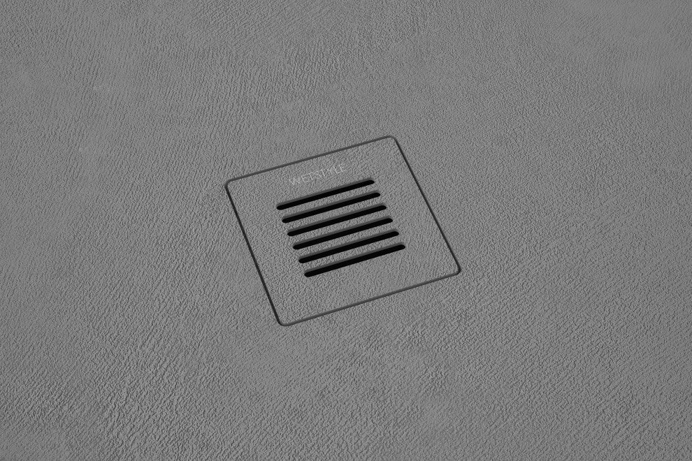 Feel Shower Base, Center Drain High Density Stone Composite, Grey, 60x32