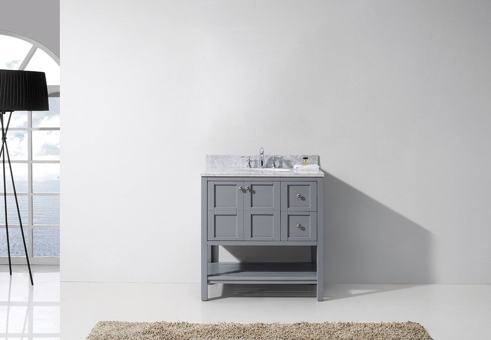 Winterfell 36" Single Bathroom Vanity Set, Gray With No Mirror