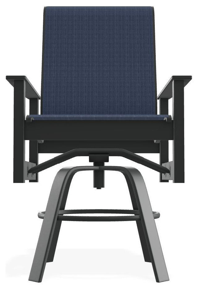 Leeward Sling Balcony Height Outdoor Swivel Armchair, Mavi/Graphite