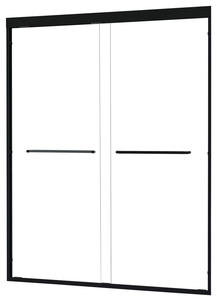 Ennis By Pass Framed Shower Door, Clear Glass, Matte Black, 60" W X 76" H